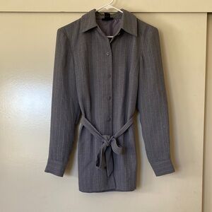 Sandra King Gray Button-Up Shirt with Belt